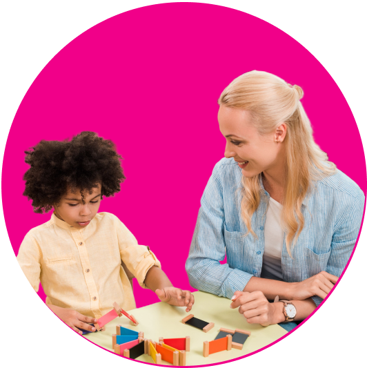 Teacher and child playing