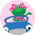 Frog in car icon