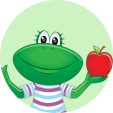 Frog with apple icon